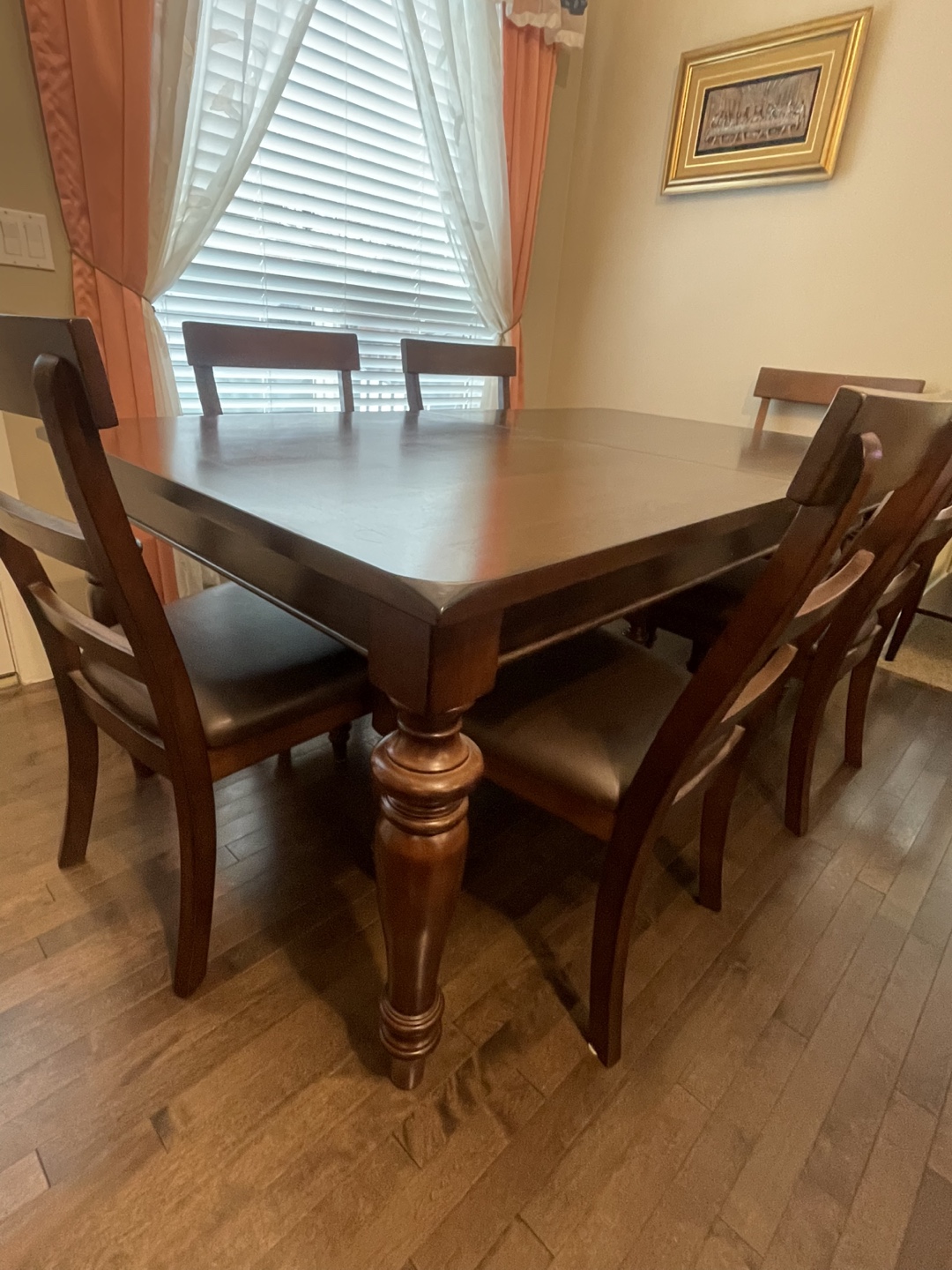 Dining Table with 6 Chairs - Dark Wood - photo 2