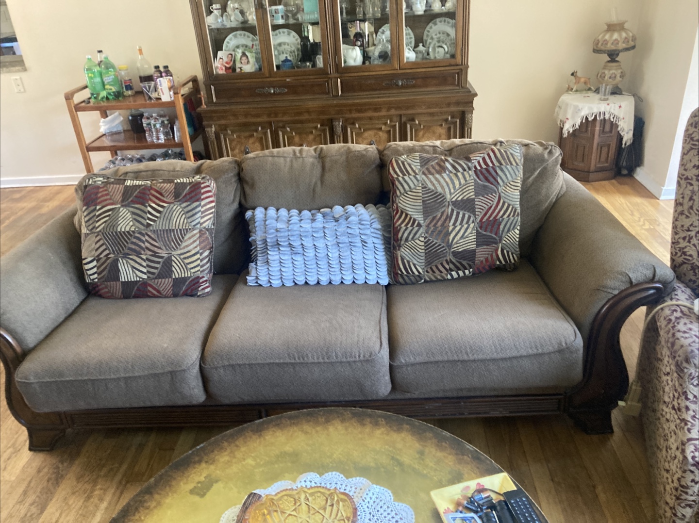 Brown sleeper Sofa with Pillows