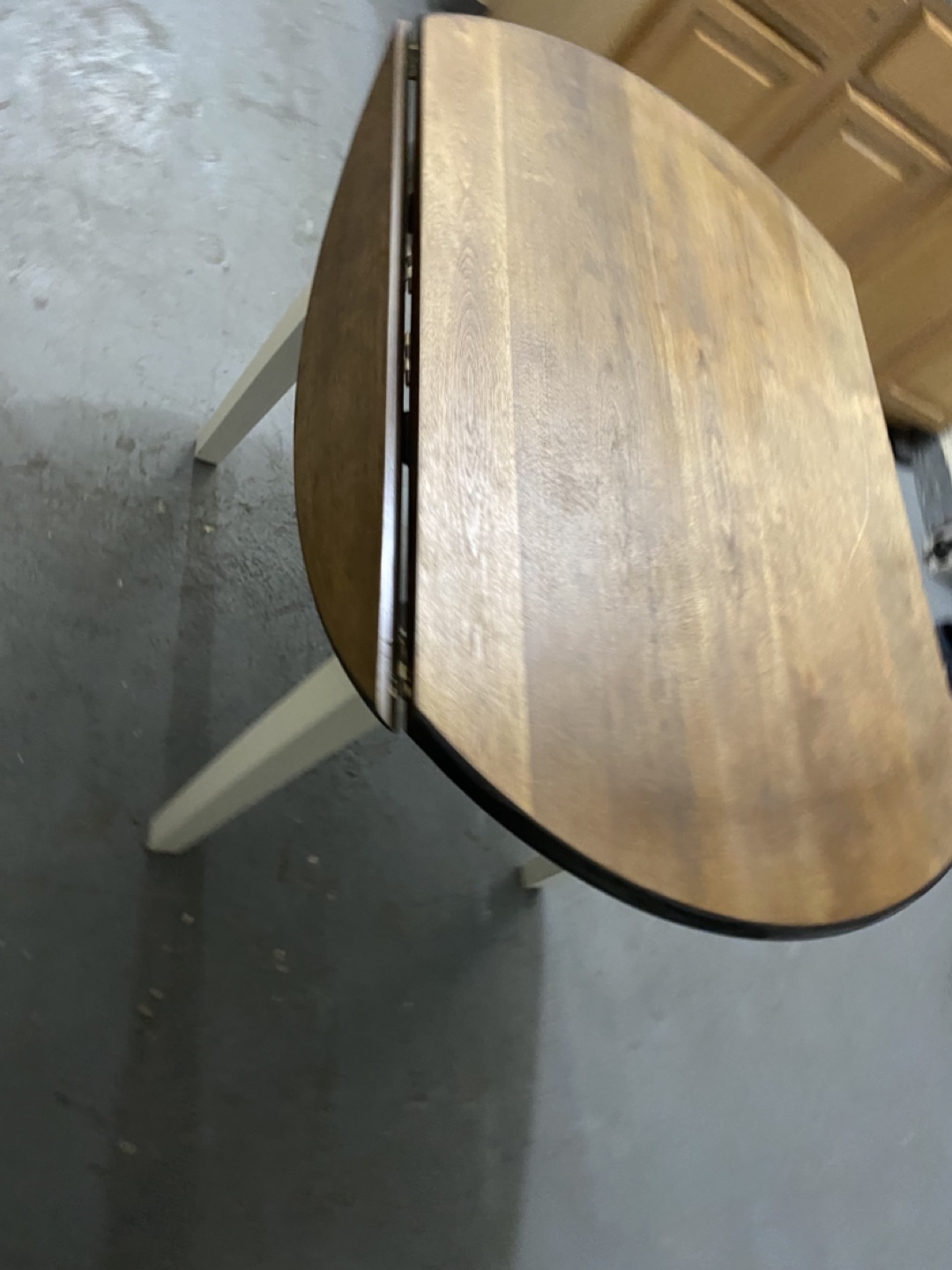 Round Wooden Drop Leaf Dining Table - photo 4
