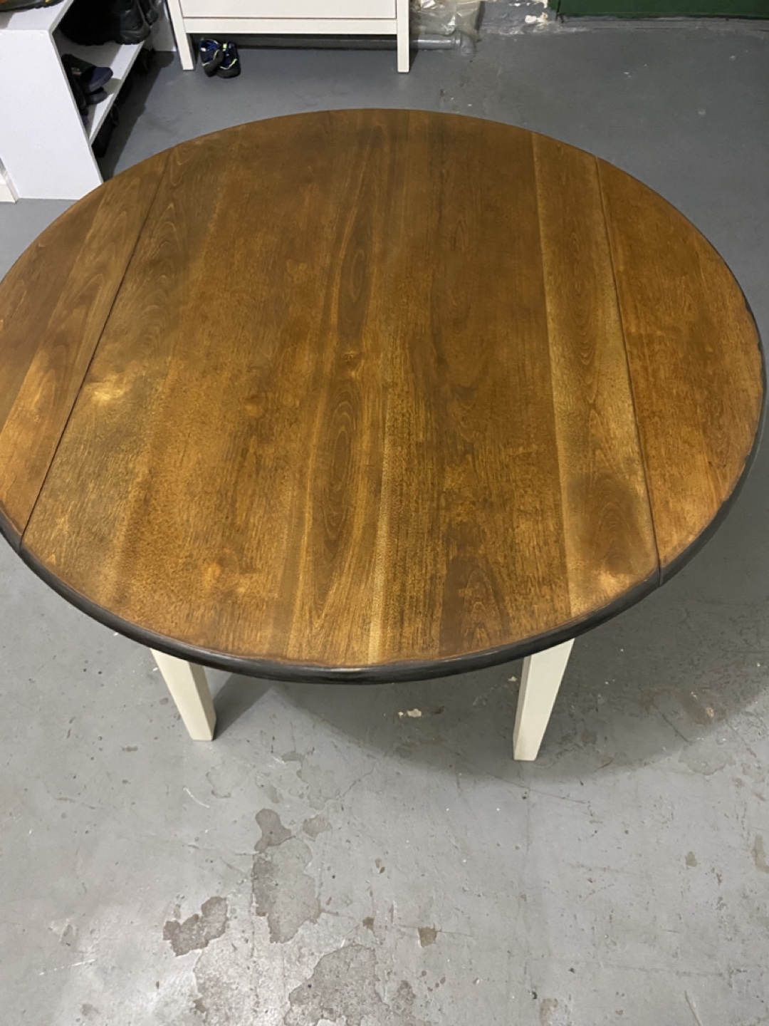 Round Wooden Drop Leaf Dining Table
