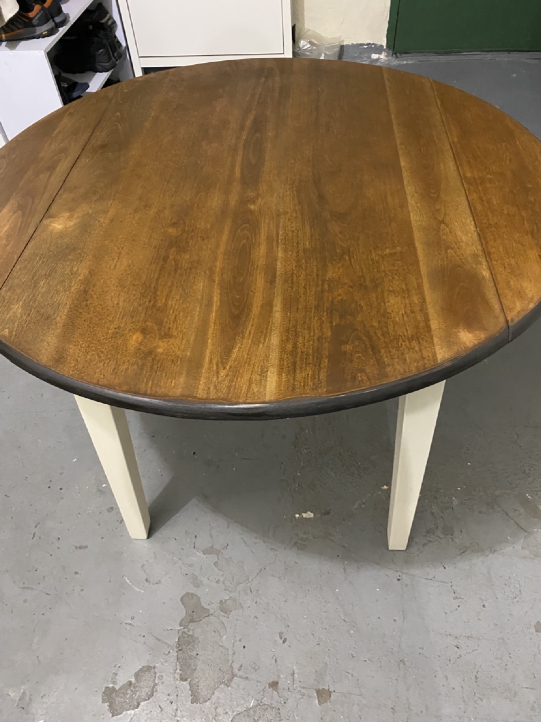Round Wooden Drop Leaf Dining Table - photo 2