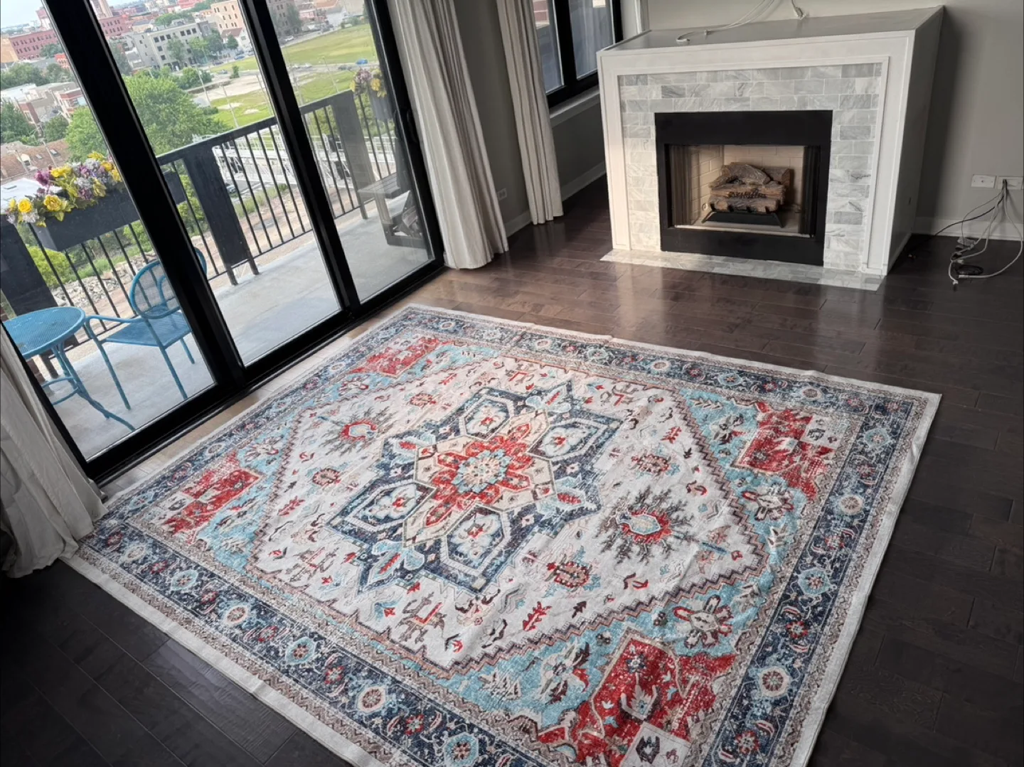 Area Rug, 8x10, Blue/Red/White thumbnail
