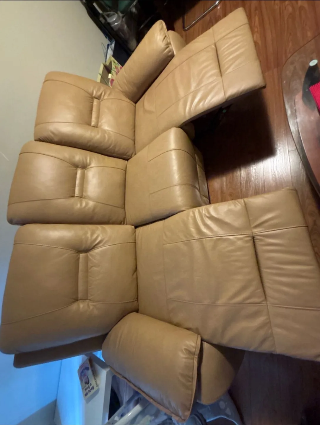 Real Leather Recliner Sofa - Birch Beige image indicator(2)