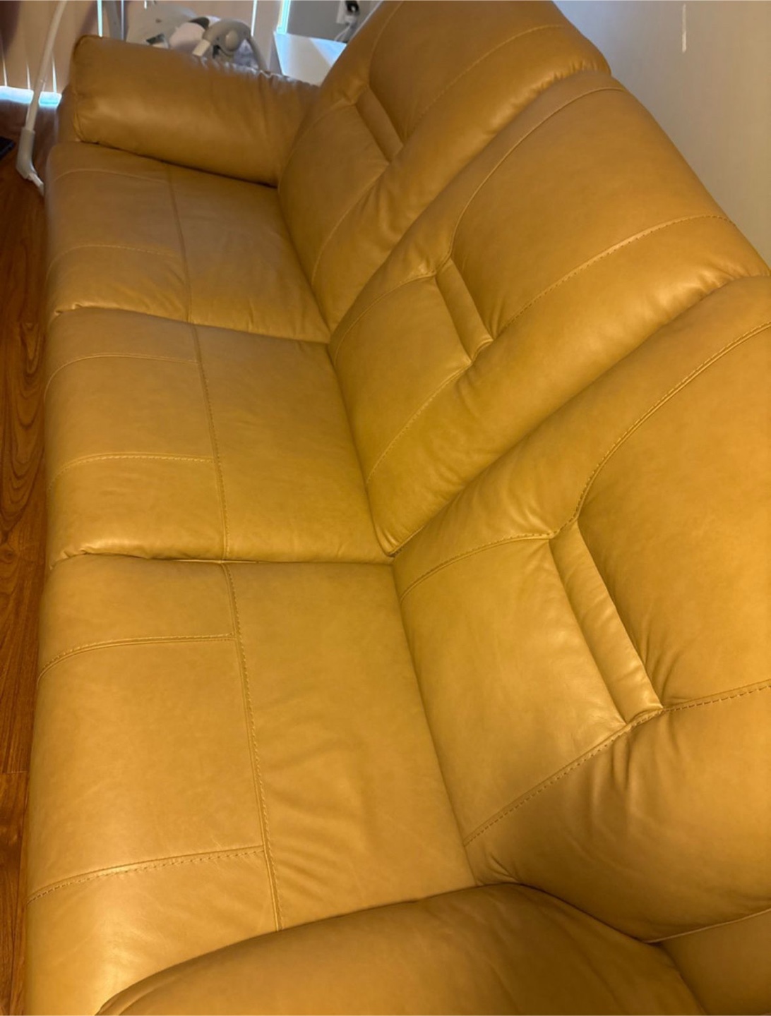 Real Leather Recliner Sofa - Birch Beige - photo 3