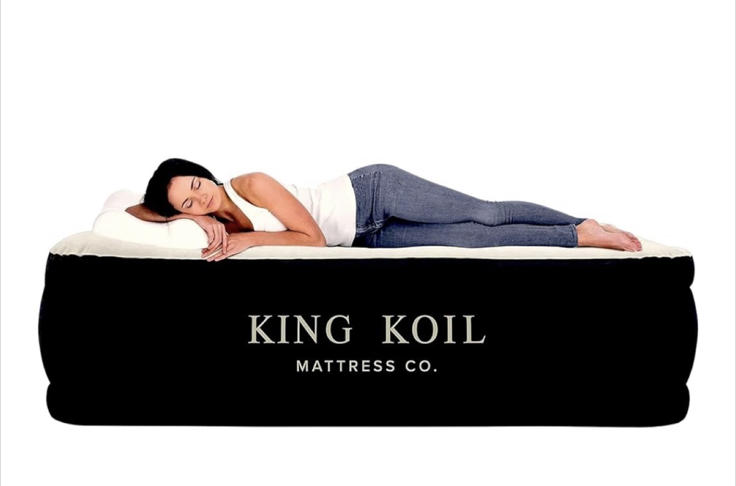 King Koil Pillow Top Plush Queen Air Mattress w Built-in Pump