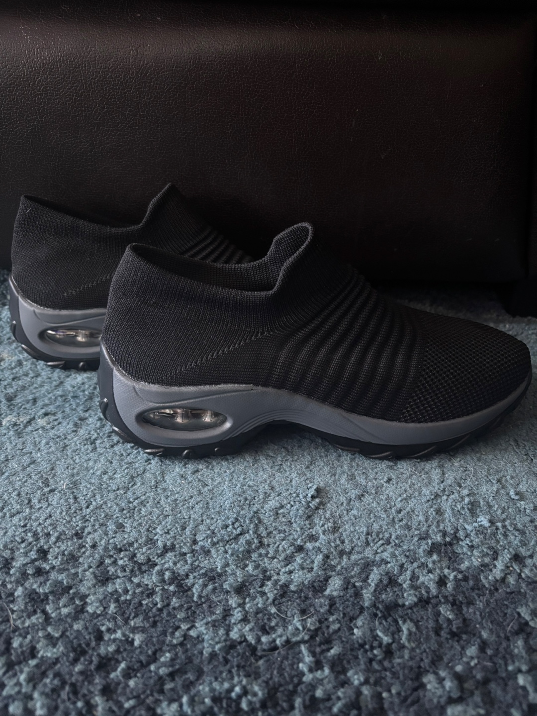 Black Slip-On Walking Shoes