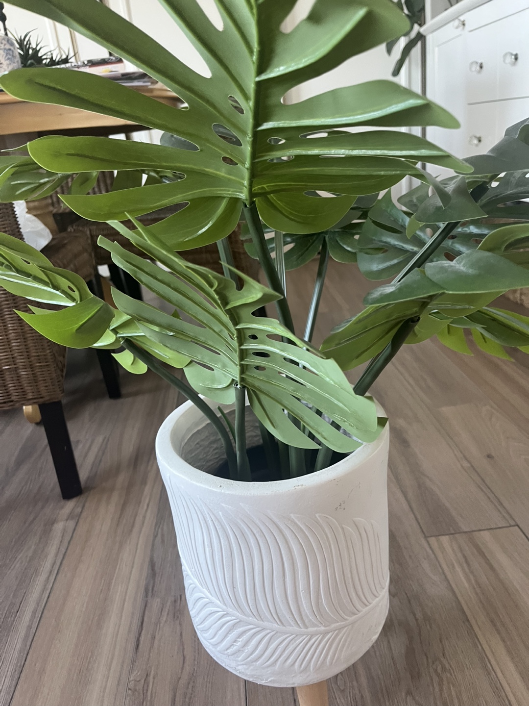 Faux Monstera Plant in White Pot - photo 3