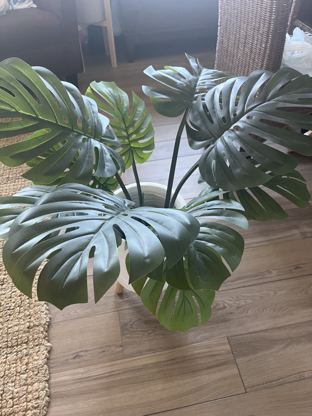 Faux Monstera Plant in White Pot - photo 2