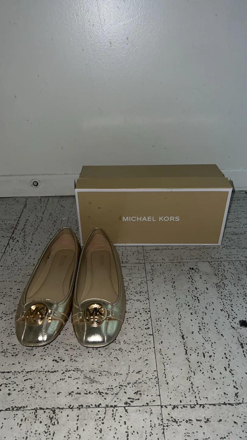 Michael Kors Gold Ballet Flats with Box thumbnail