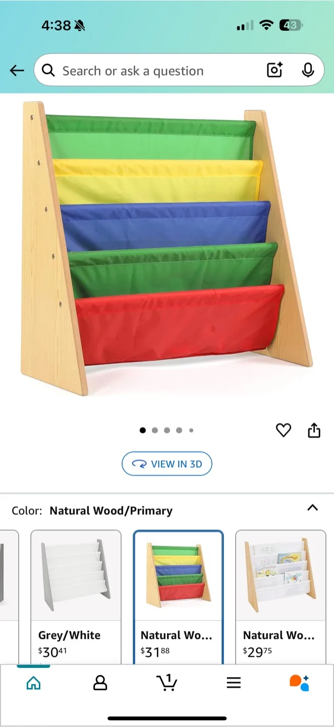 Kids Sling Bookshelf - Natural Wood/Primary image indicator(3)