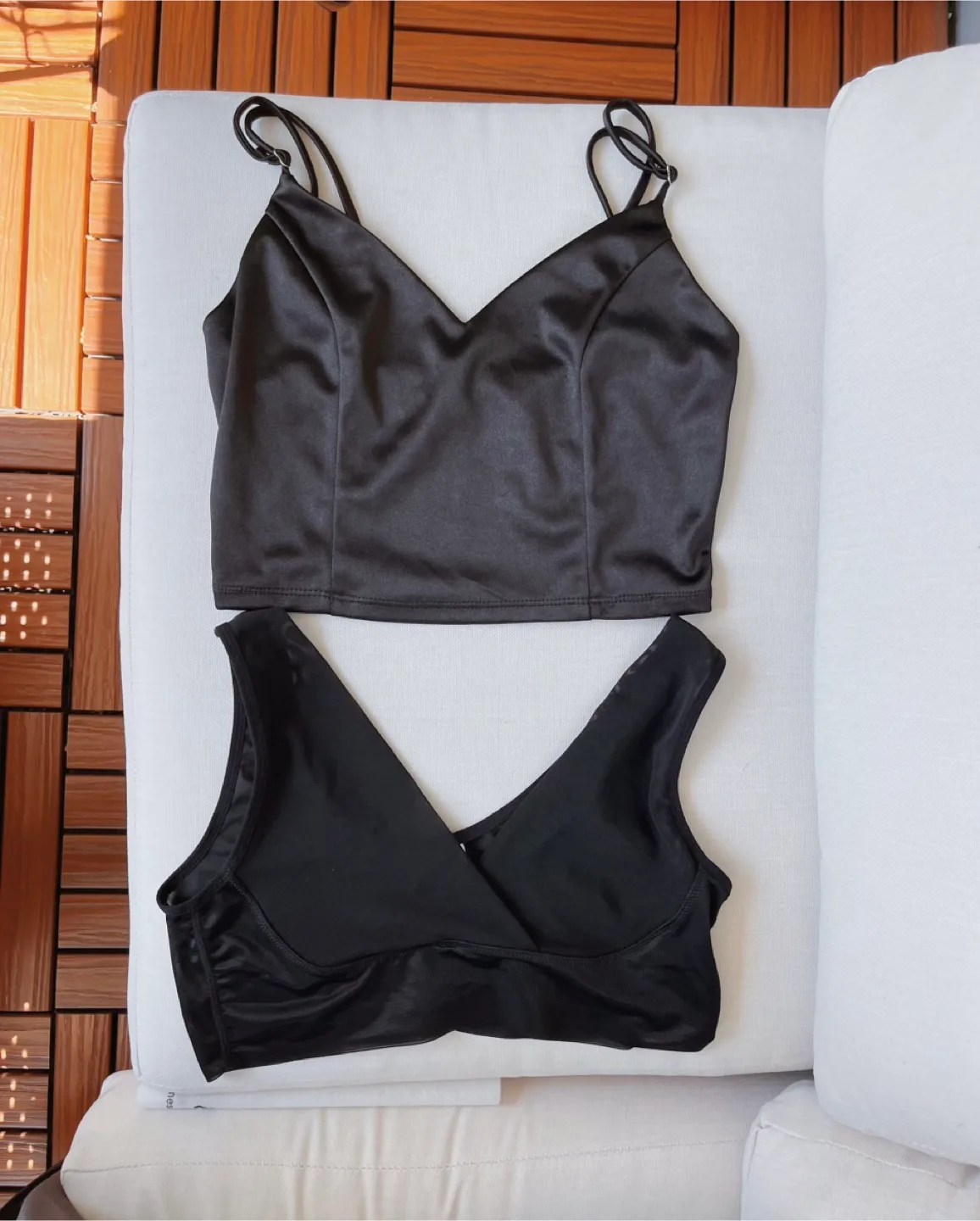 Black Cami Top & Bra Set-Size S thumbnail
