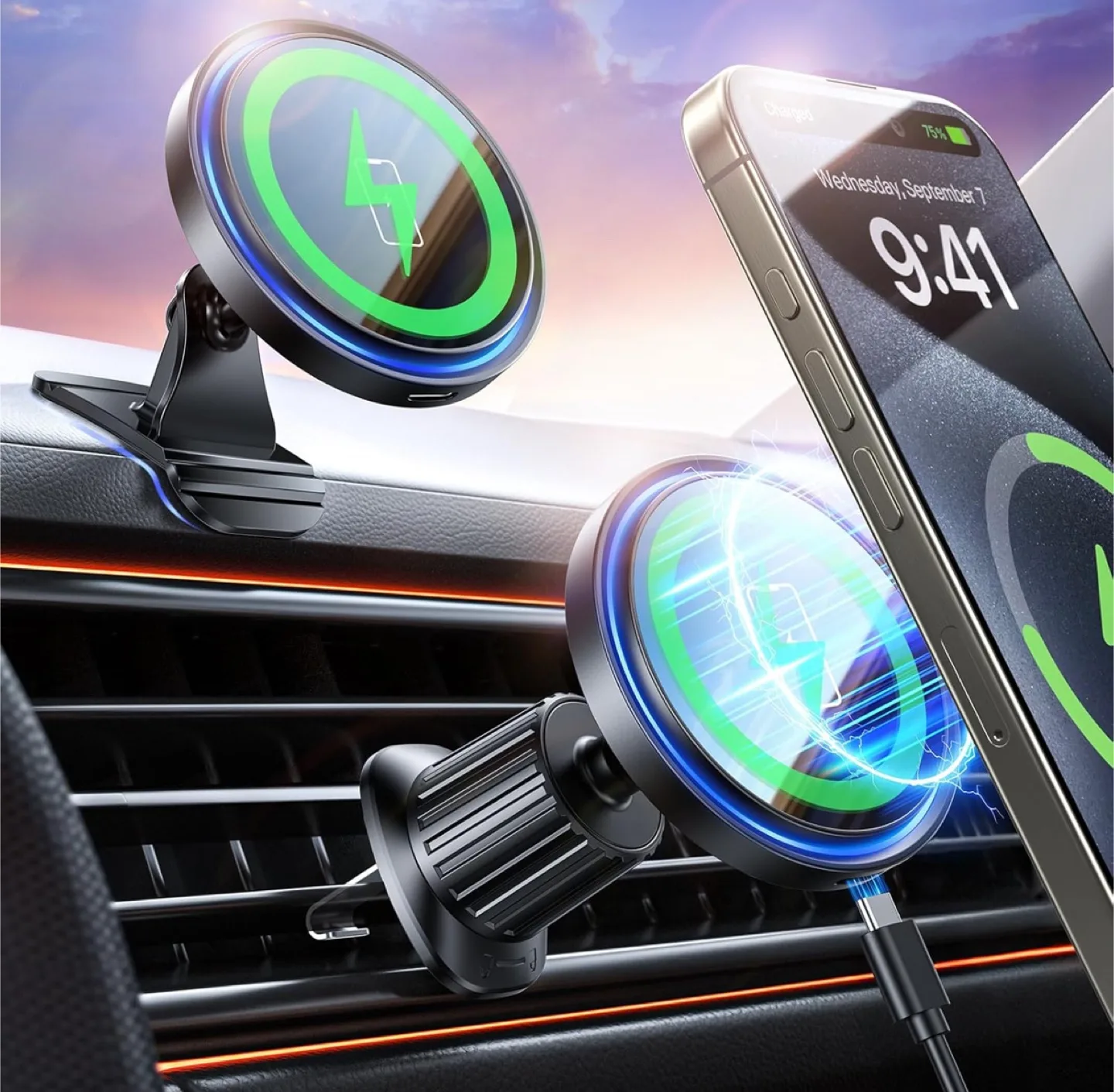 Magnetic Car Mount Wireless Charger DX03 15W thumbnail