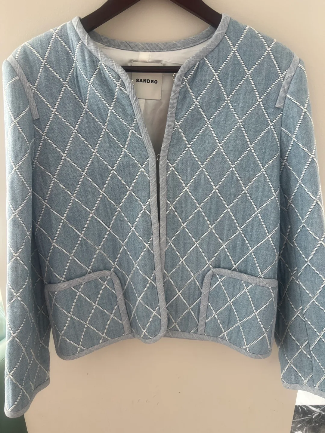 Sandro Denim Quilted Jacket thumbnail