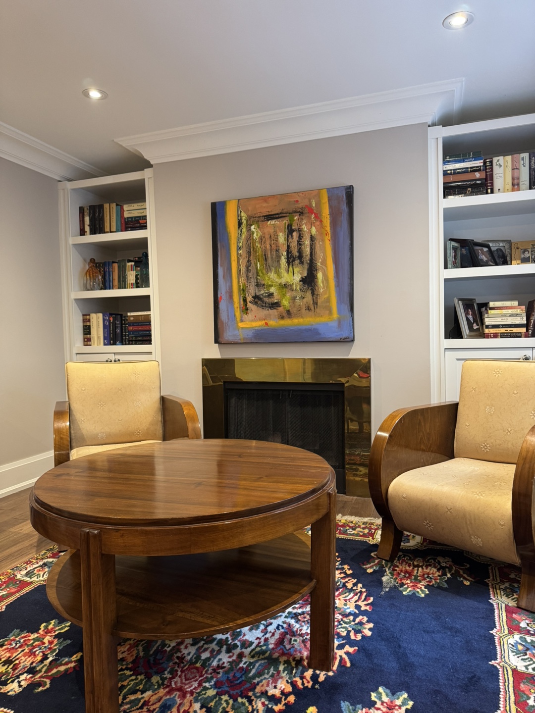 Vintage Art Deco Armchair & Round Coffee Table