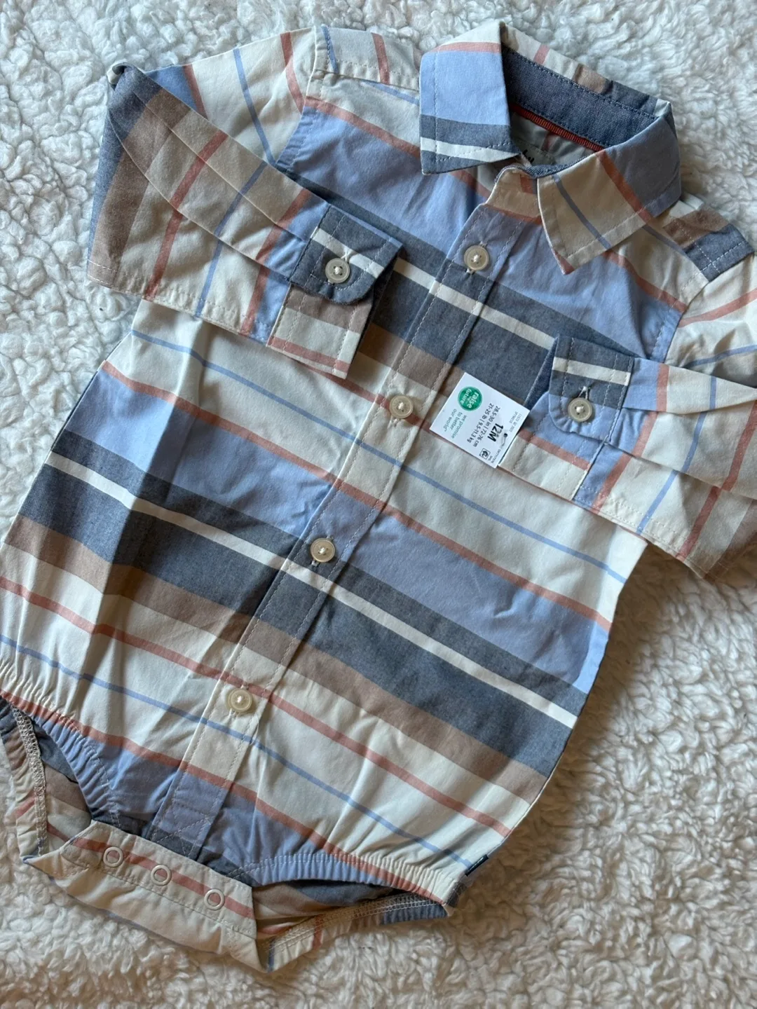 Carters: 12M Plaid Baby Shirt Bodysuit thumbnail