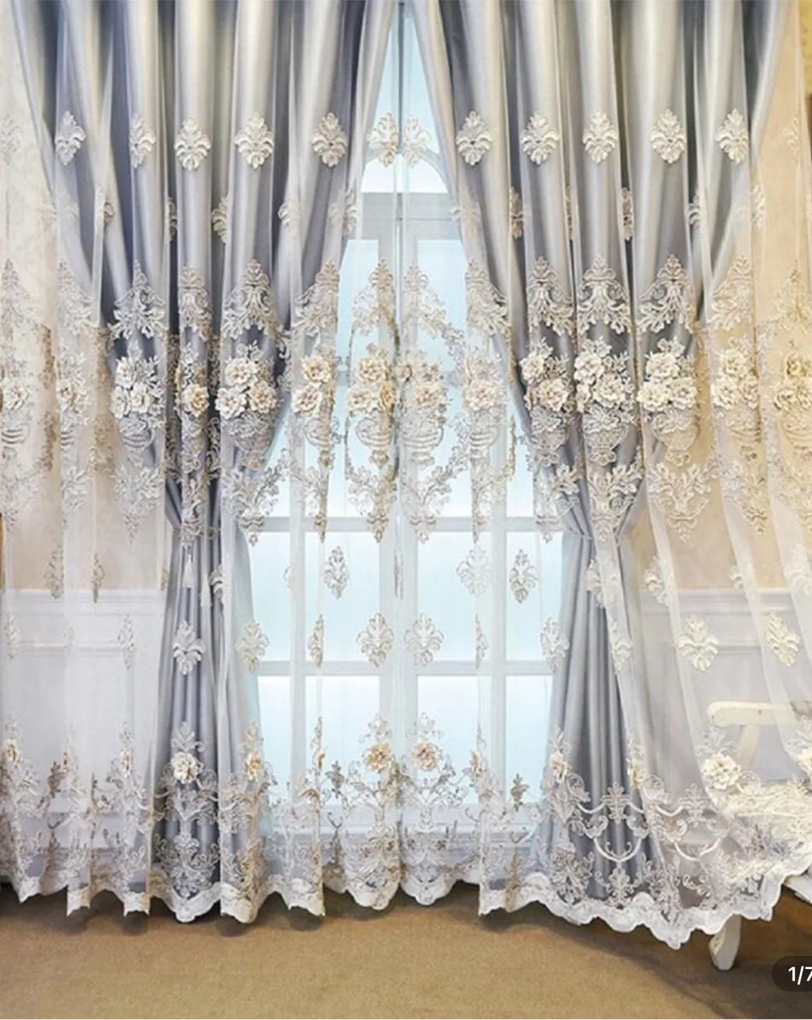 Floral Embroidered Curtains thumbnail