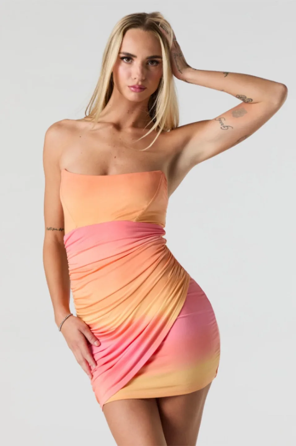 Urban Planet Ruched Strapless Mini Wrap Dress image indicator(2)