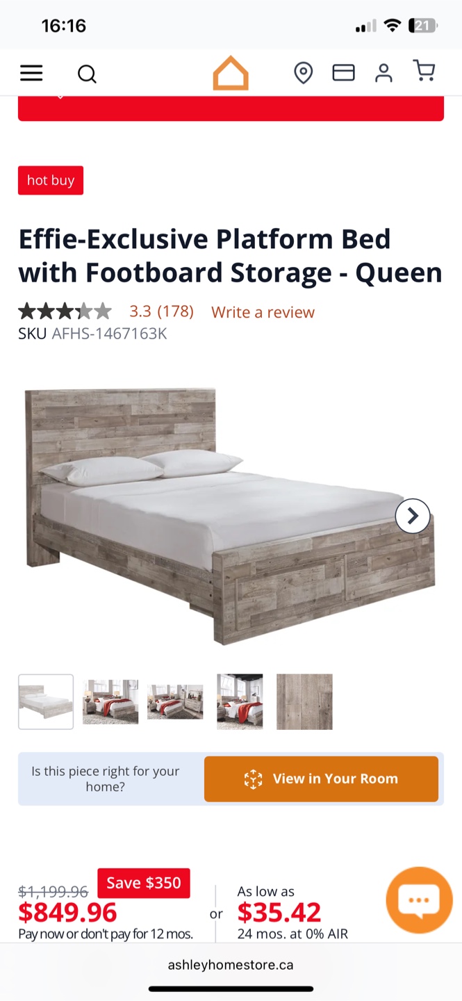 Ashley Effie Queen Platform Bed & Neilsville Nightstands - photo 2