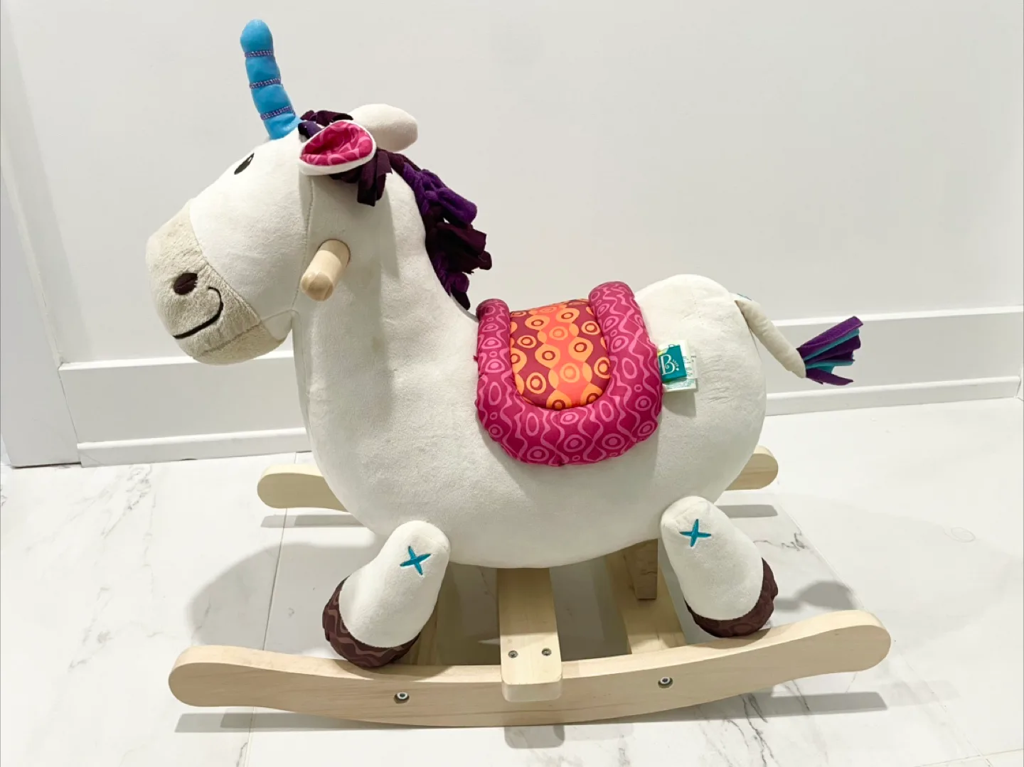 New! Unicorn Wooden Rocking Toy, by B. toys image indicator(6)