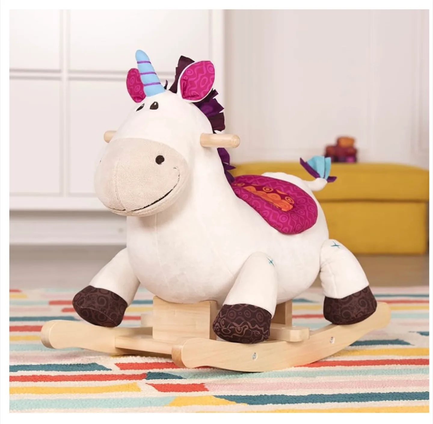 New! Unicorn Wooden Rocking Toy, by B. toys image indicator(10)