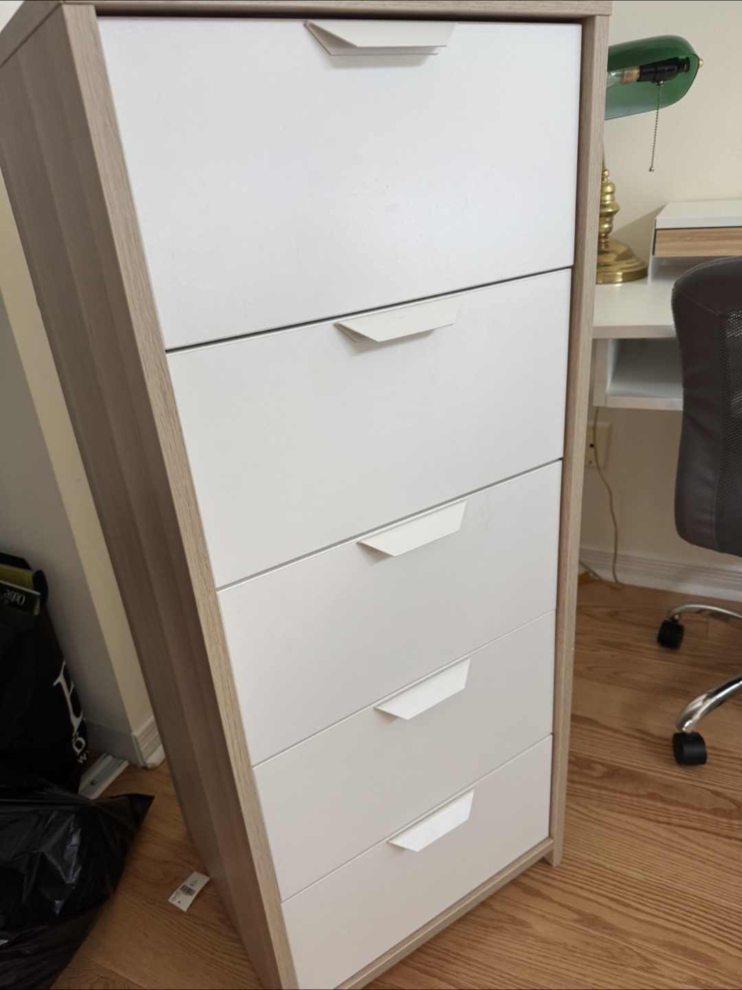 Tall White & Wood 5-Drawer Dresser - photo 4