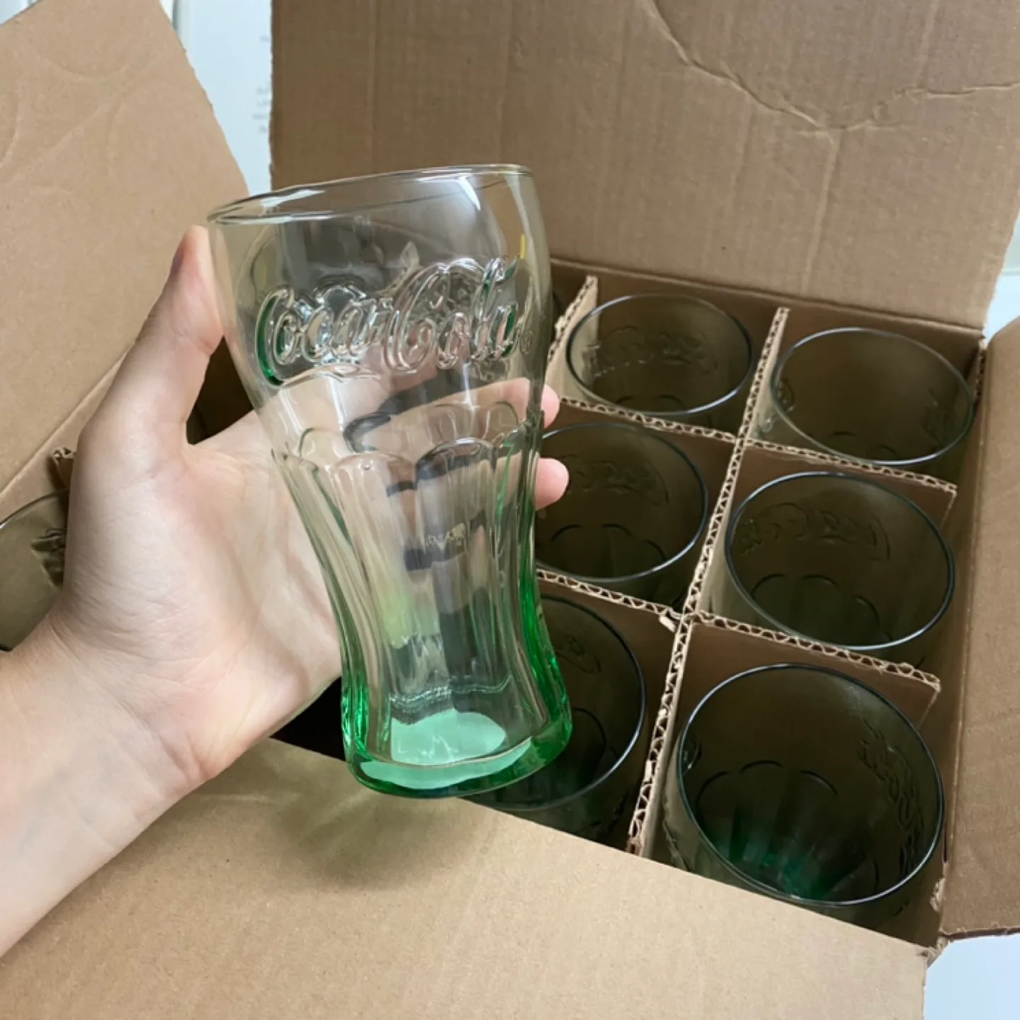 Coca-Cola Green Glass Set of 12 - New in Box! thumbnail