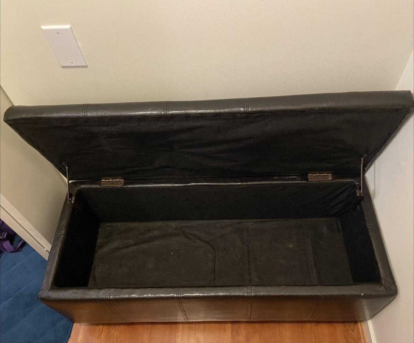 Black Faux Leather Storage Ottoman Bench
