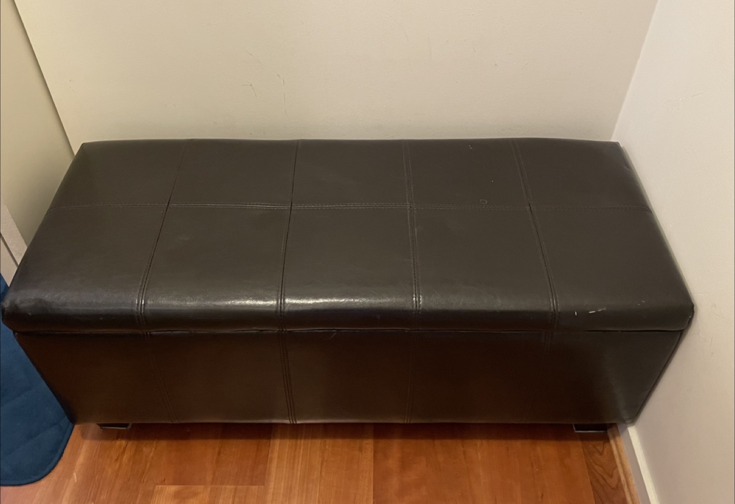 Black Faux Leather Storage Ottoman Bench - photo 2