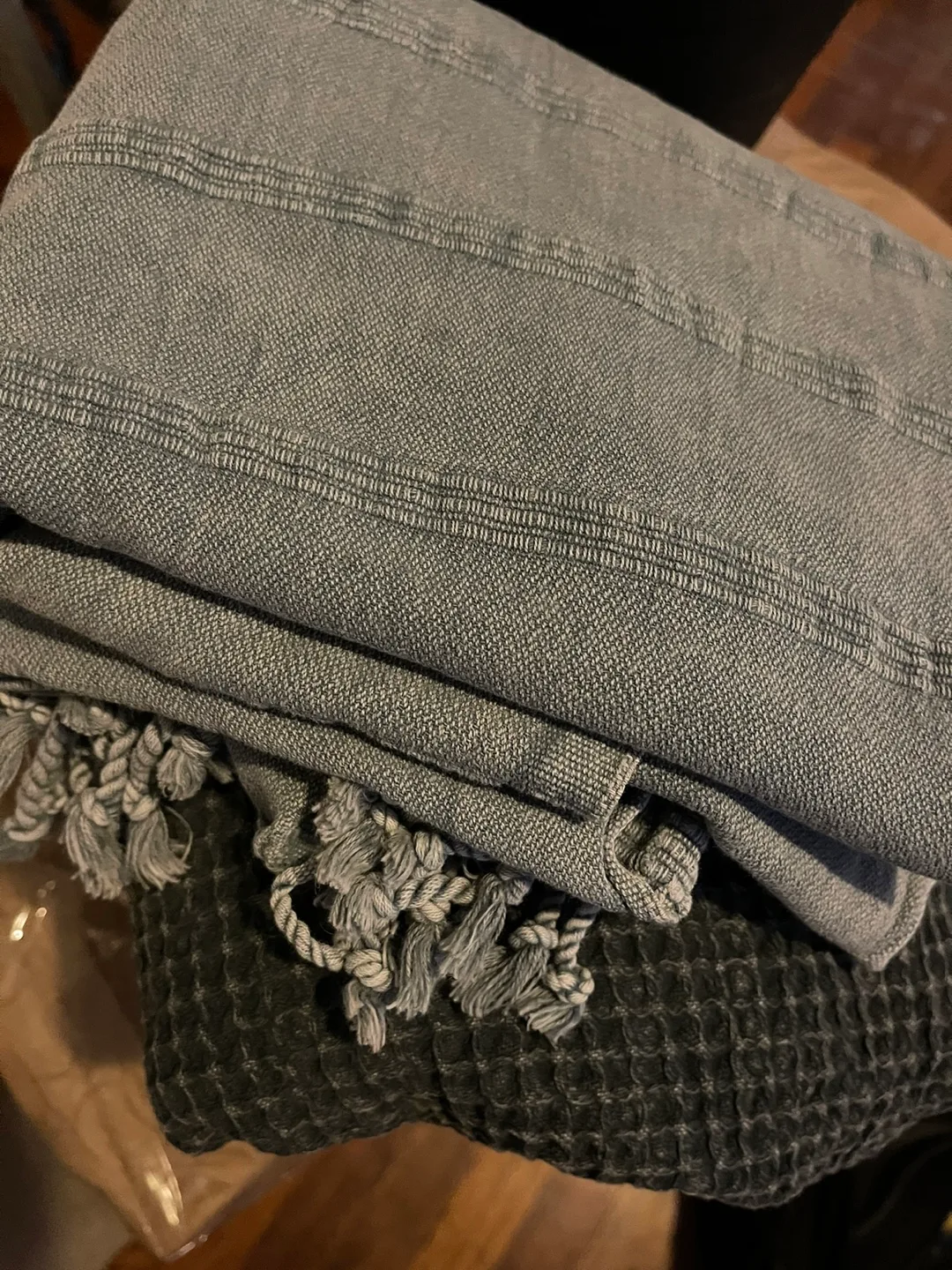 Premium Denim & Gray Waffle Weave Bath/ Beach Towels [NEW] thumbnail