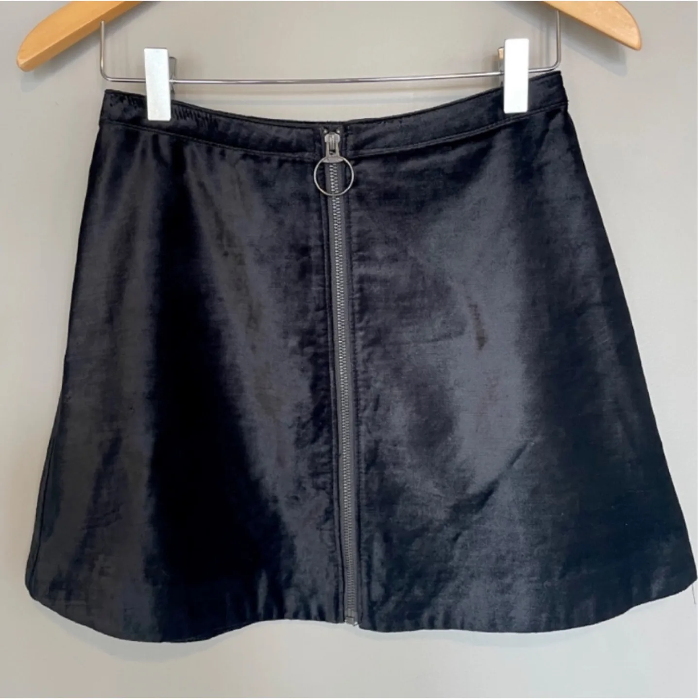 Free People Black Velvet Mini Skirt size 2 thumbnail