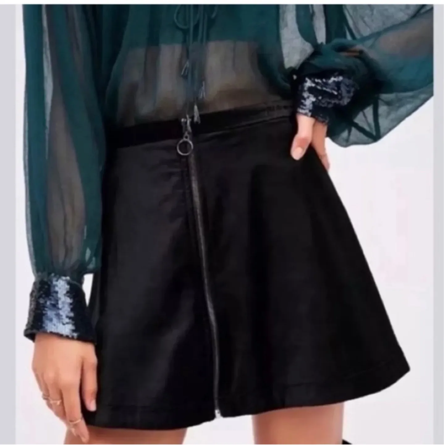 Free People Black Velvet Mini Skirt size 2 image indicator(8)