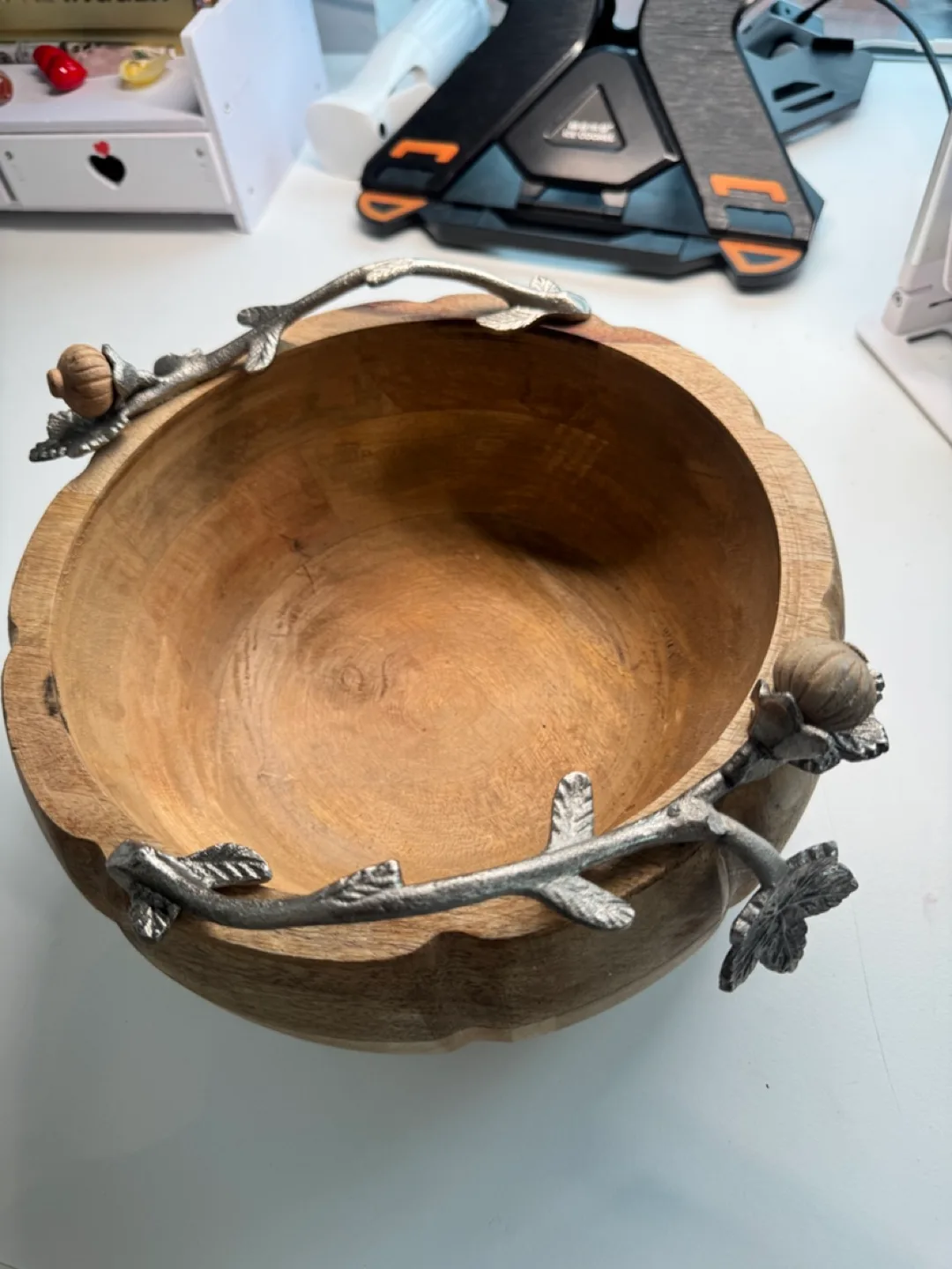 Wooden Bowl with Silver Accents thumbnail