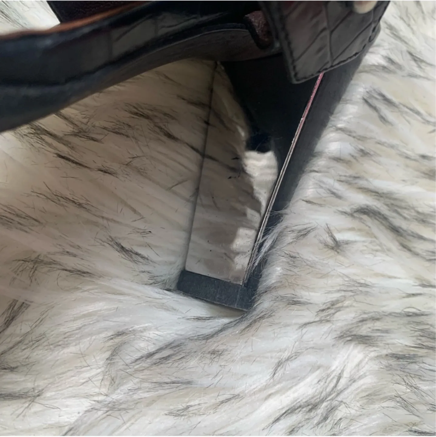 Leather square toe buckle heels 6 image indicator(3)