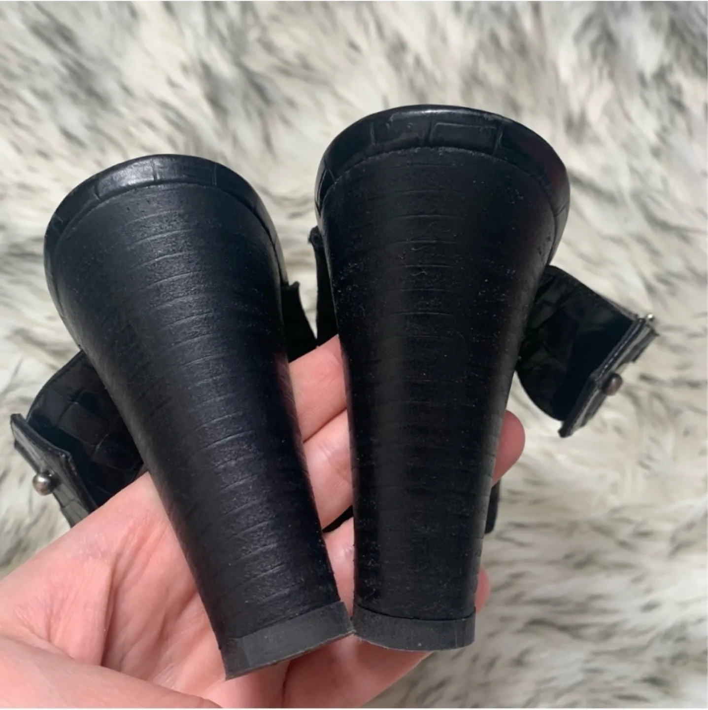 Leather square toe buckle heels 6 image indicator(7)