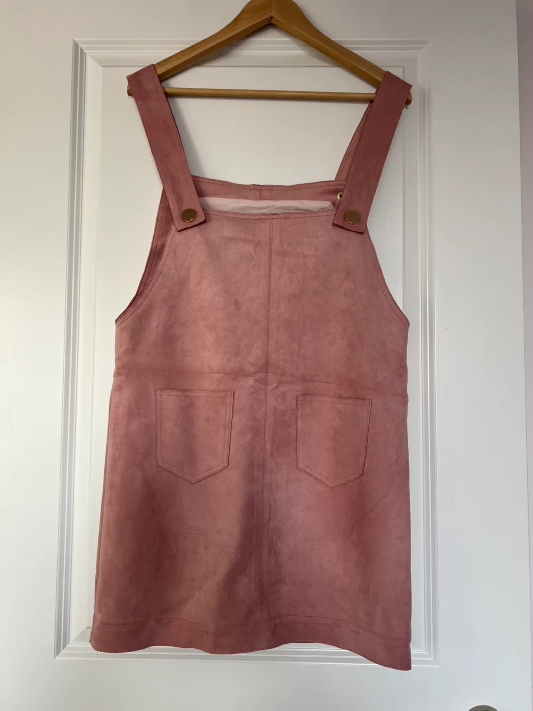 Pink Faux Suede Pinafore Dress thumbnail
