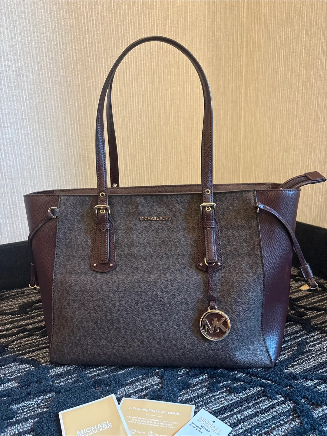 Michael Kors Voyager Tote Bag - Two Tone Brown & Merlot thumbnail