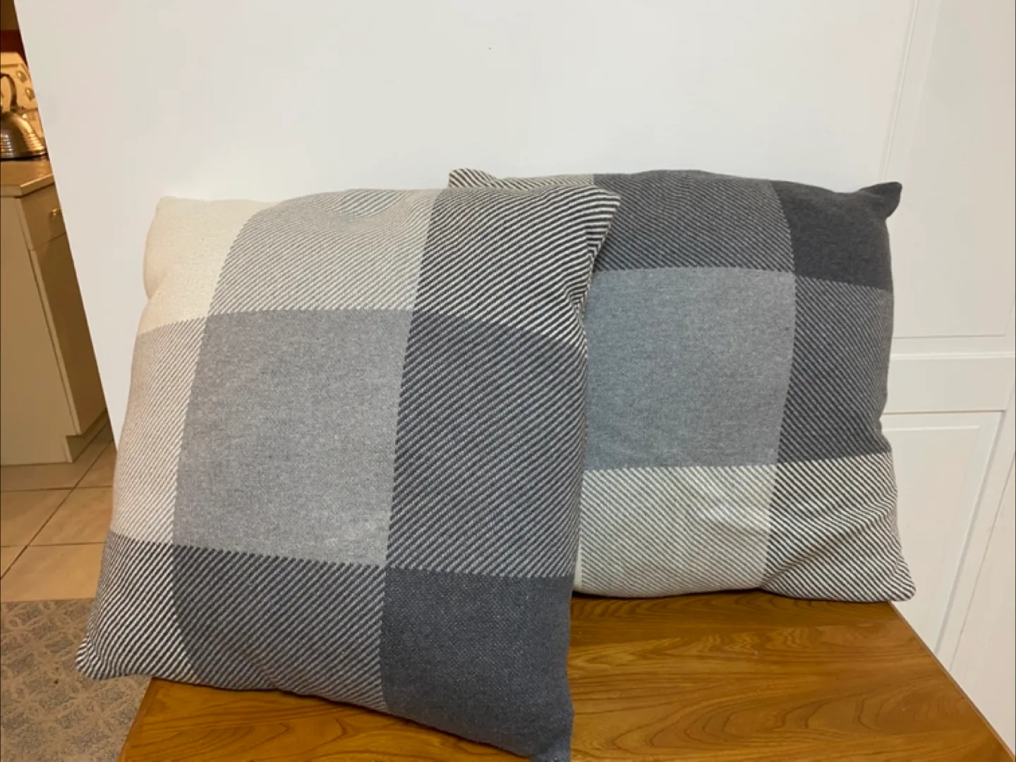 Two Grey Plaid Throw Pillows thumbnail