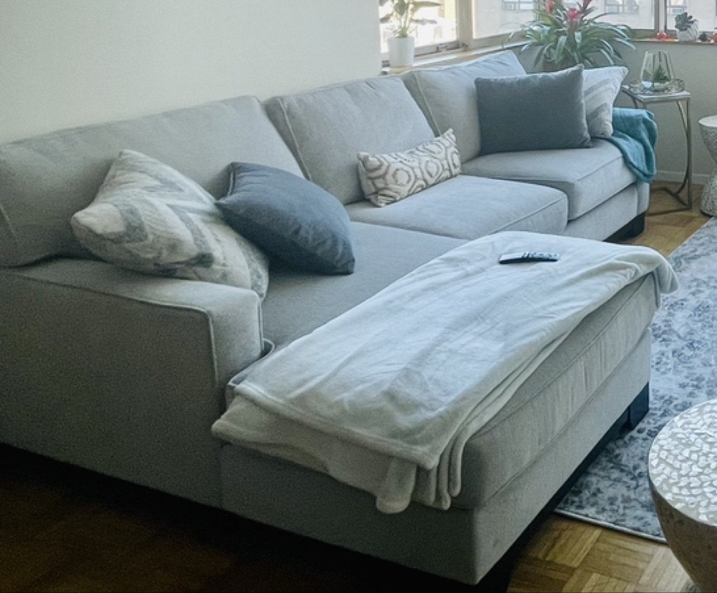 Light Gray Sectional Sofa (88" x 65")
