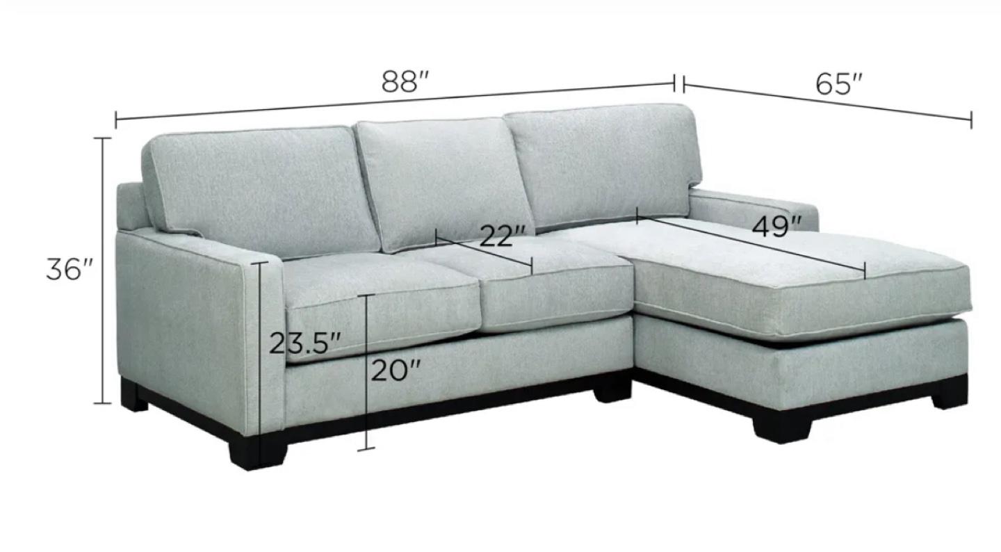 Light Gray Sectional Sofa (88" x 65") - photo 2