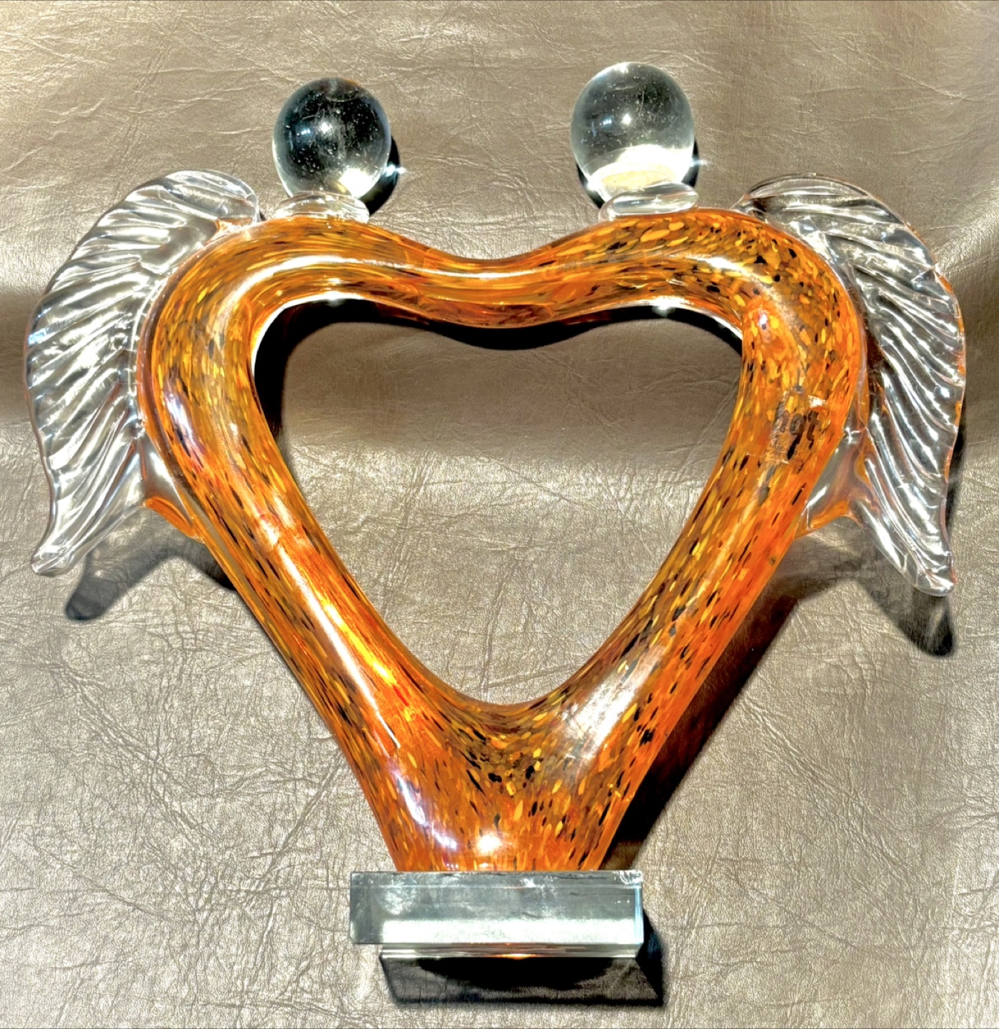 Heart Angel Love Shaped Art Glass Sculpture - photo 2