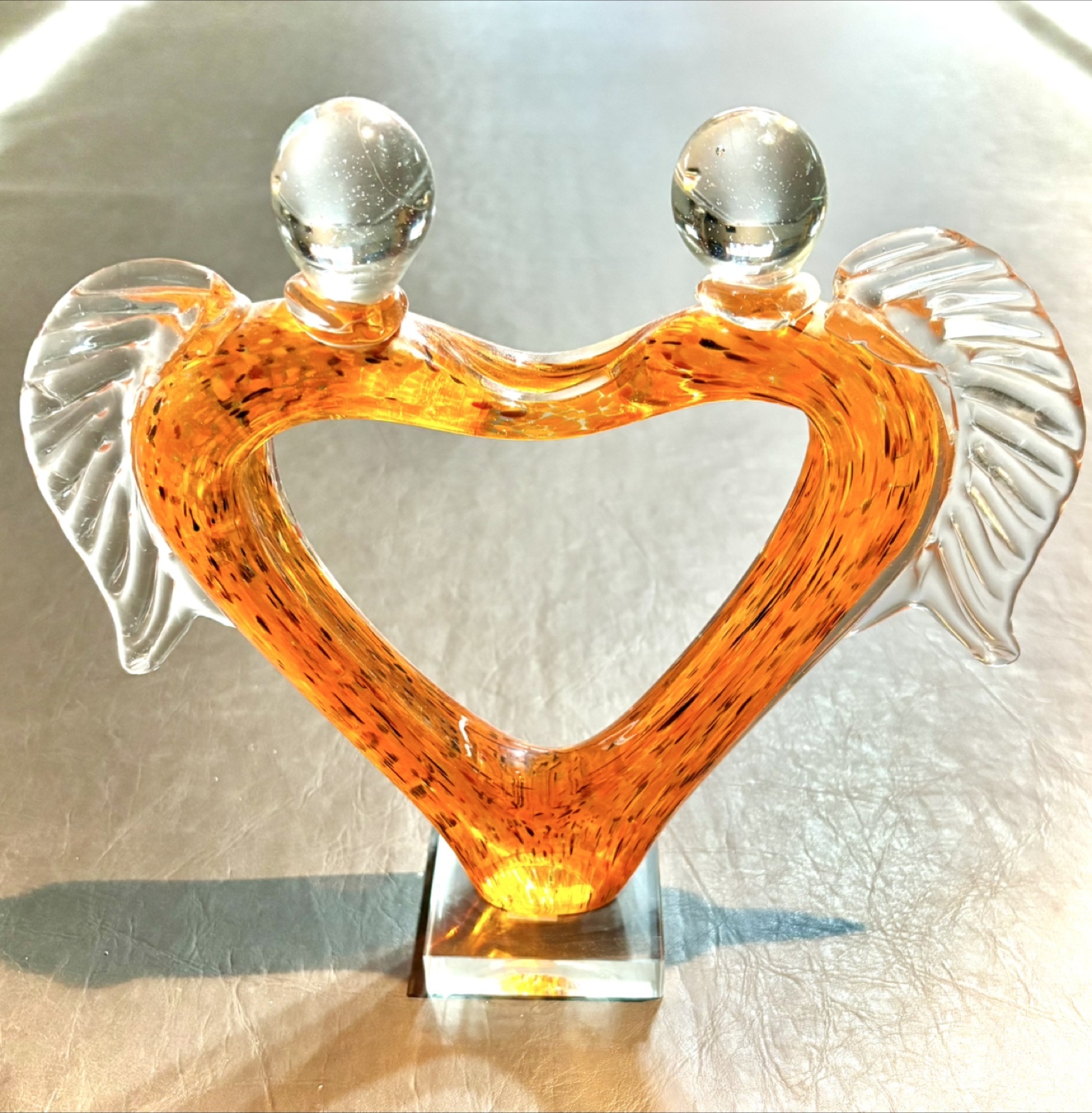 Heart Angel Love Shaped Art Glass Sculpture