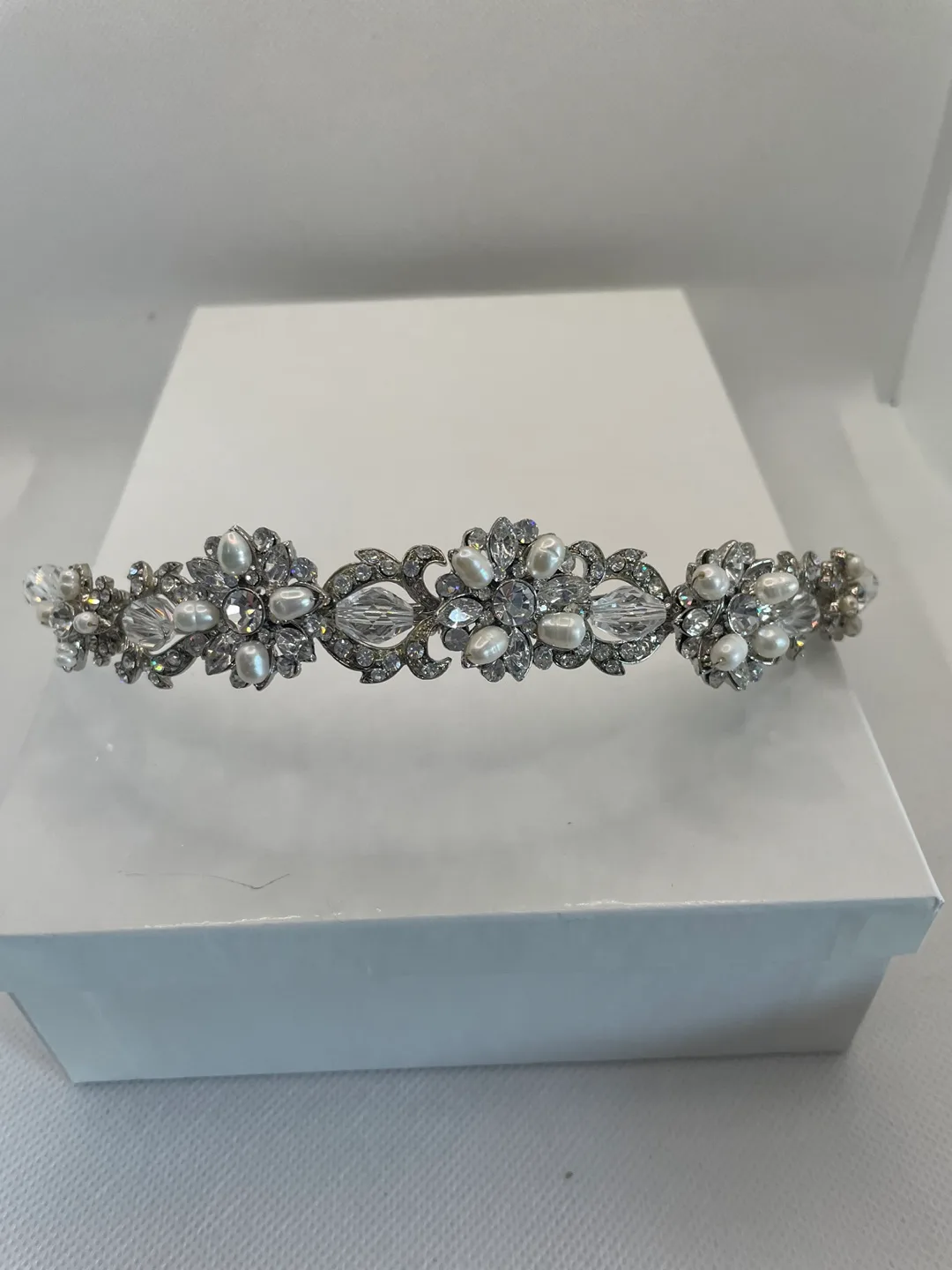 Freshwater Pearl & Crystal Silver Bridal Tiara