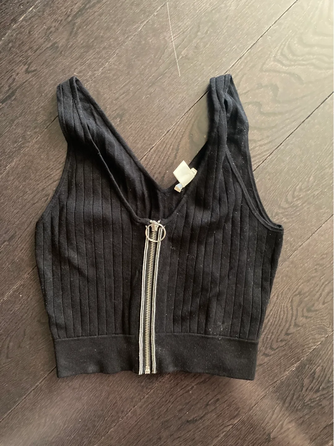 H&M Black Ribbed Tank Top - Size Small thumbnail