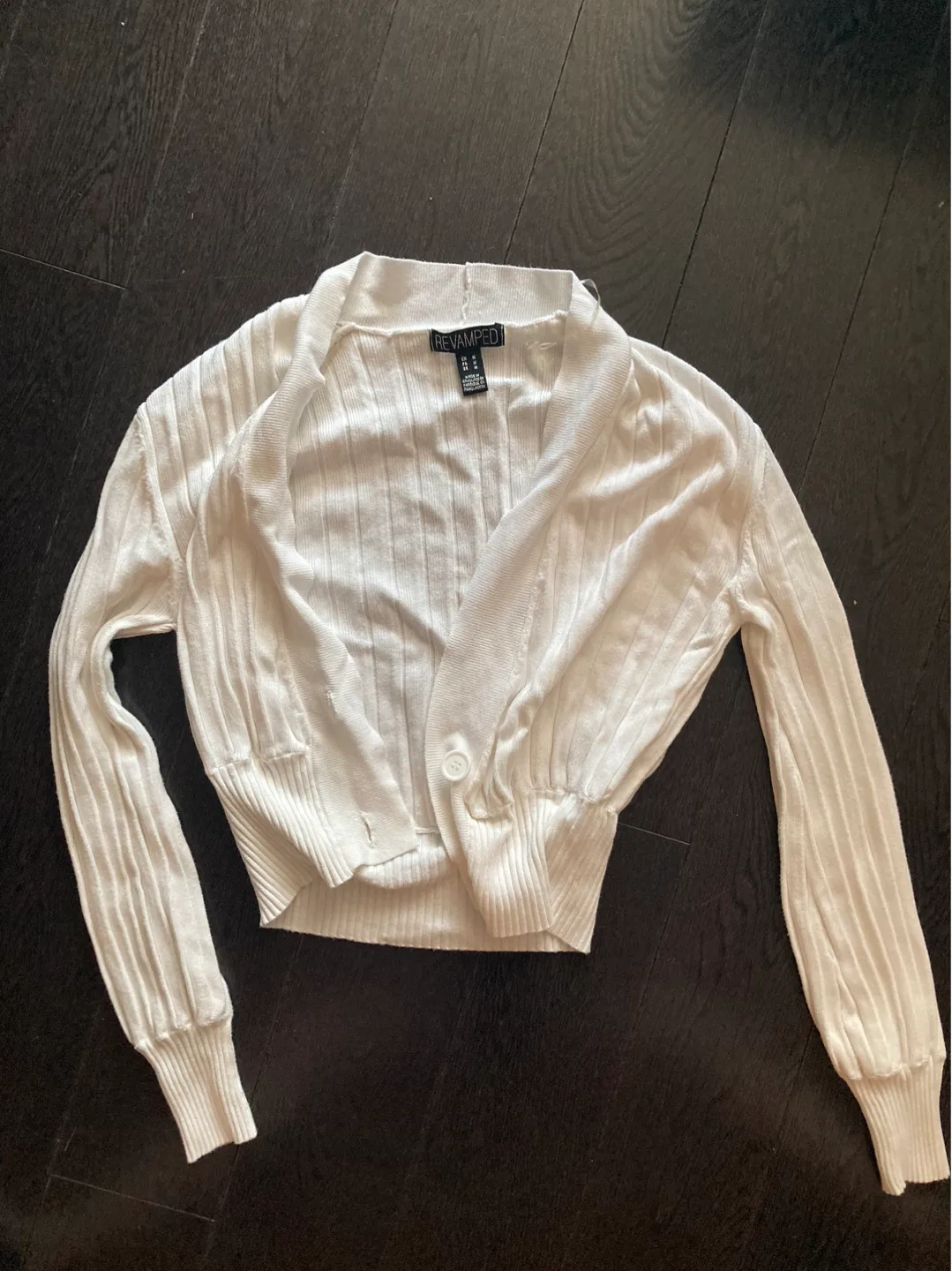 Revamped White Cardigan - Size M thumbnail