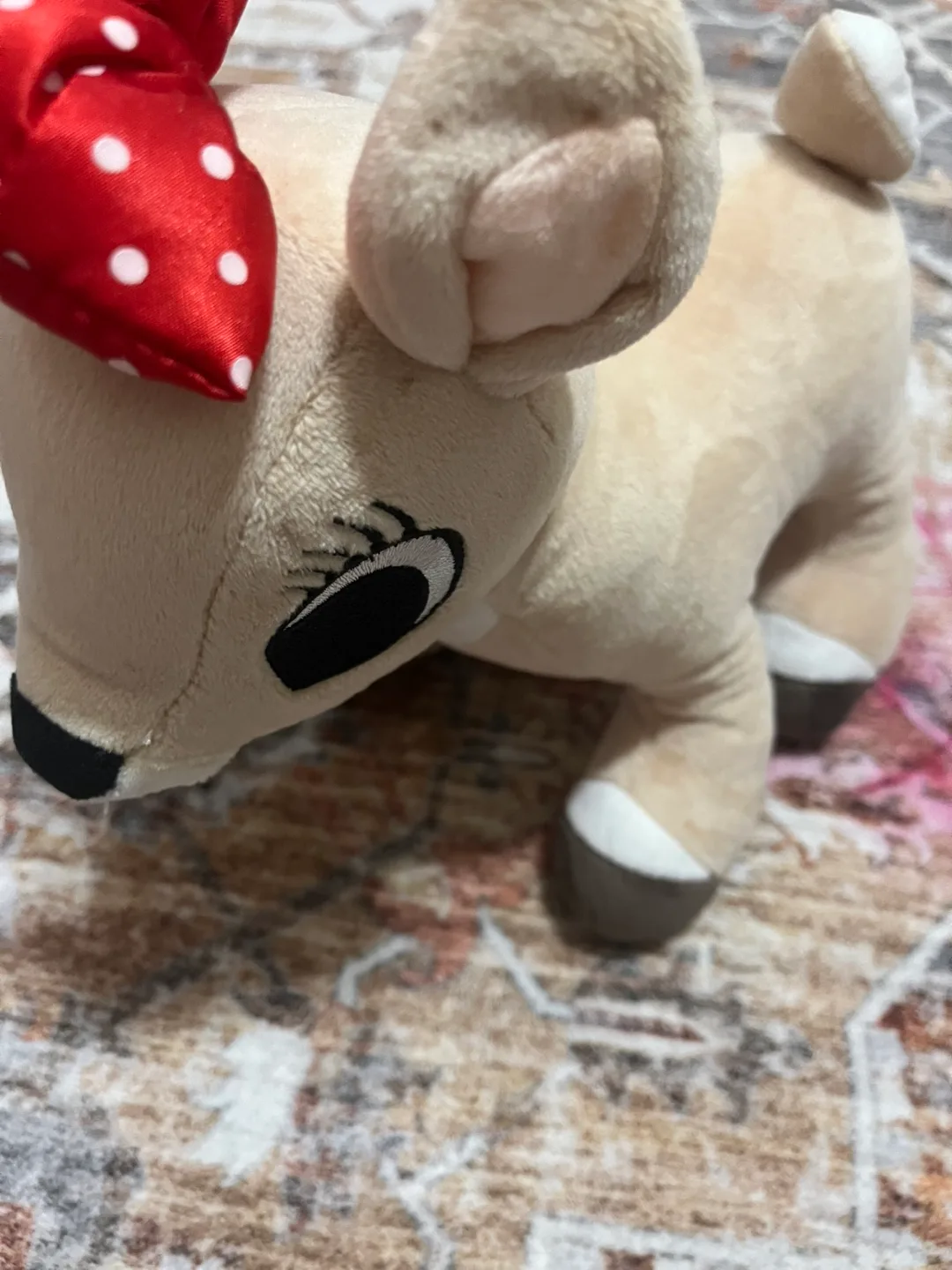Deer Plush Toy with Red Bow thumbnail