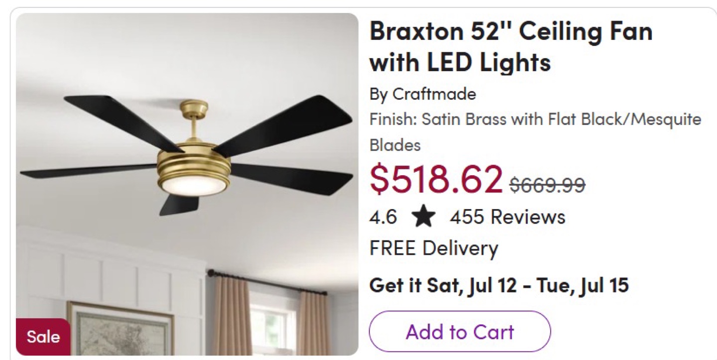 Craftmade Braxton 52" Ceiling Fan - New in Box! - photo 3
