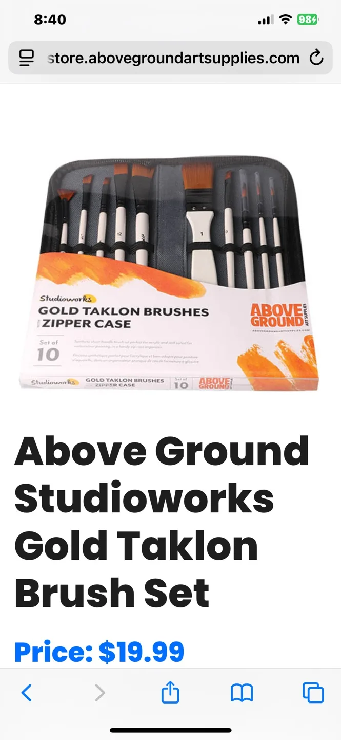 Gold Taklon Brush Set with Zipper Case thumbnail