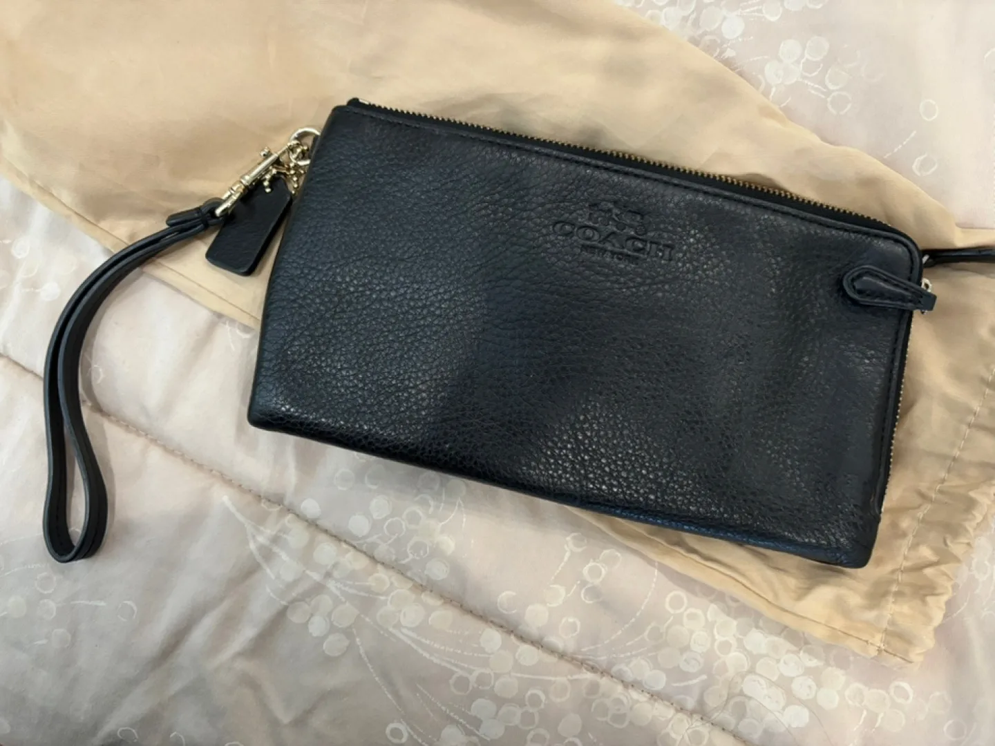 Coach Black Leather Wristlet thumbnail