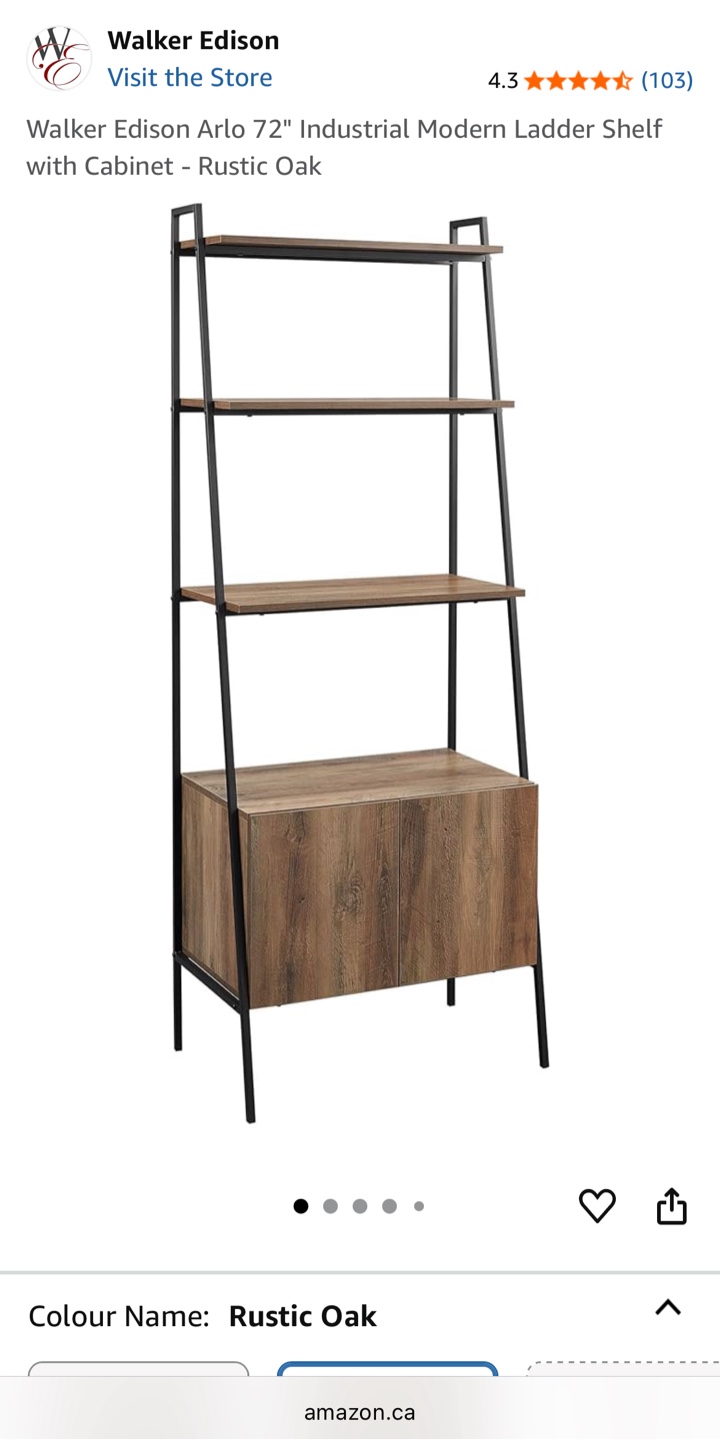 Walker Edison Arlo 72” Ladder Shelf with Cabinet - photo 3