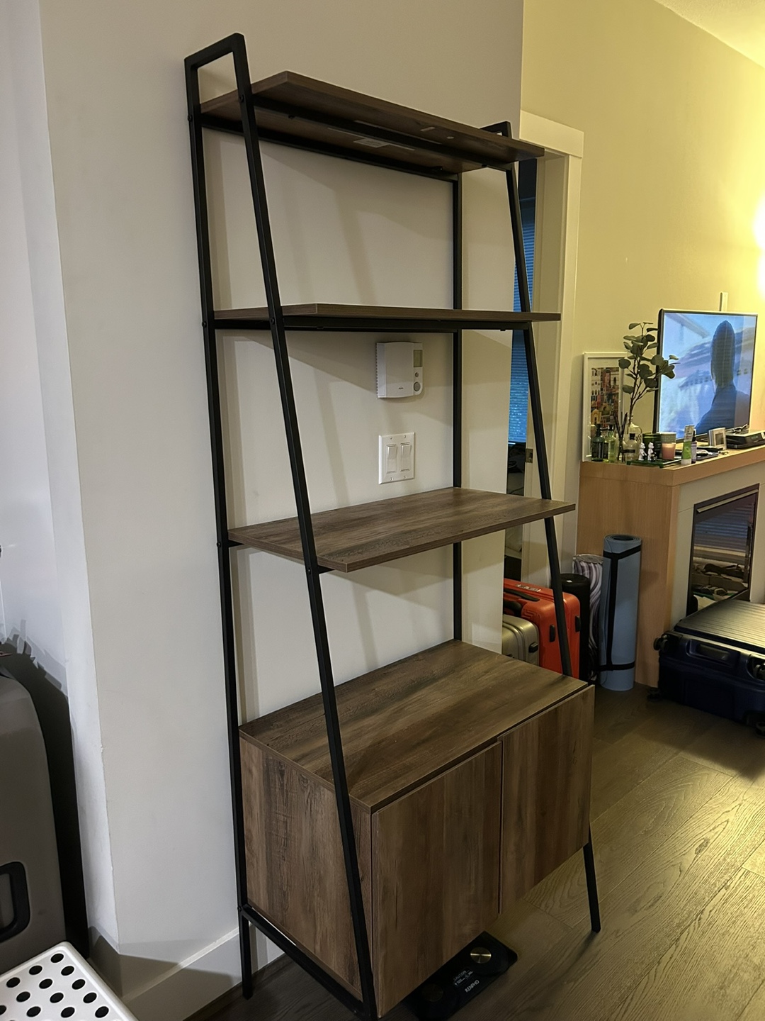 Walker Edison Arlo 72” Ladder Shelf with Cabinet